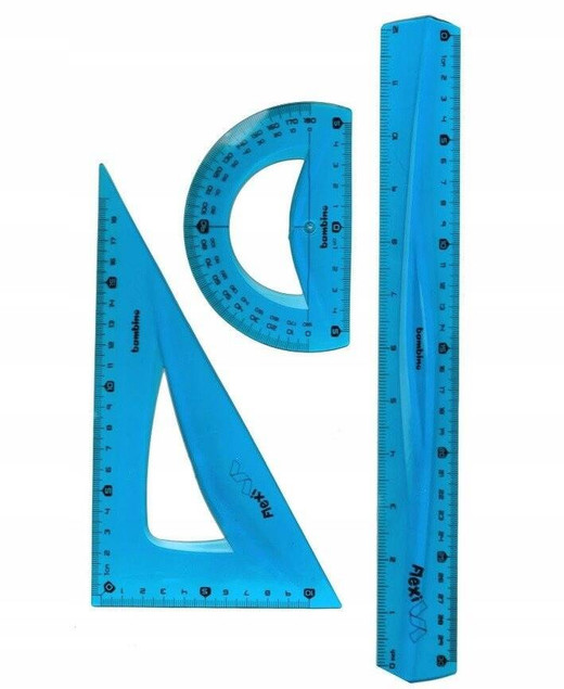 Przybory Geometryczne 30cm Linijka Ekierka Kątomierz Flexi Bambino