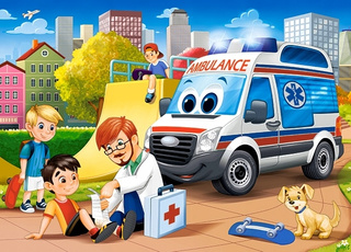 PUZZLE 60 UKŁADANKA PIERWSZA POMOC SAMOCHÓD AMBULANS KARETKA 5+ CASTOR