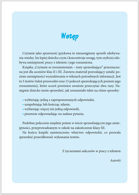 Czytanie ze zrozumieniem. Testy sprawdzające. Część 1
