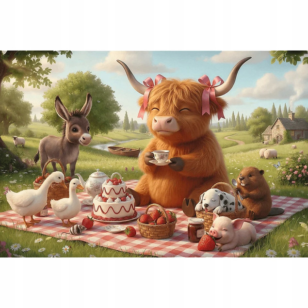 TREFL Puzzle 300 Słodki Piknik Urocze Zwierzątka dla Dzieci +8 lat