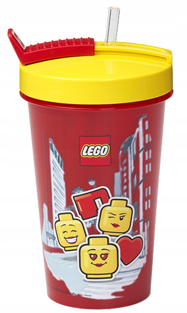 Bidon LEGO City 500 ml Czerwony z Chowaną Słomką – Bez BPA