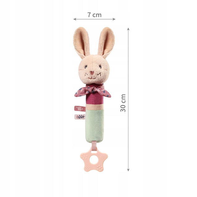 Babyono Piszczek z Gryzakiem Rabbit Karo 1682 Pluszowa Zabawka Sensoryczna dla Niemowląt