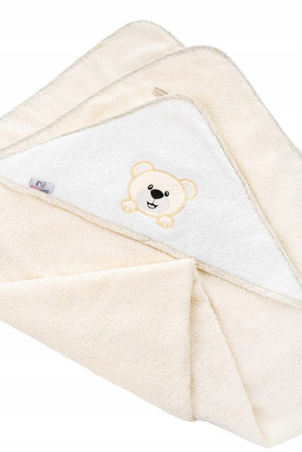 Okrycie Kąpielowe Z Kapturkiem Ręcznik 100x100 Bawełna BRĄZOWY Bocioland