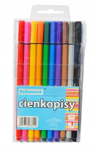 Flamastry Cienkopisy Schemat 10 sztuk