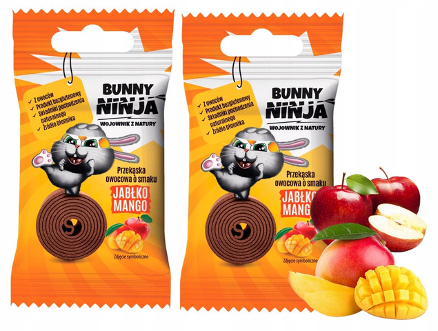 BUNNY NINJA Owocowa Przekąska JABŁKO MANGO 15g x2
