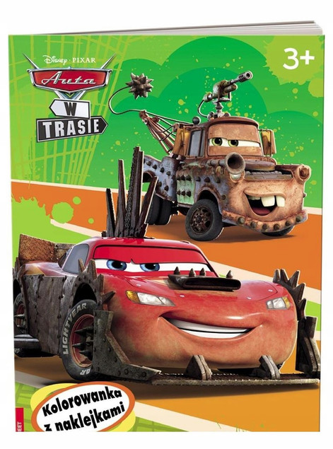 DISNEY. AUTA W TRASIE. KOLOROWANKA Z NAKLEJKAMI [KSIĄŻKA]