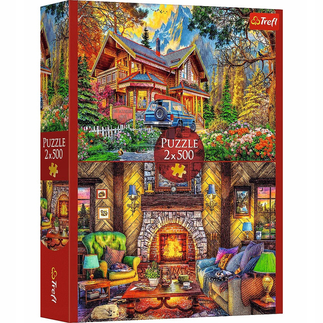 Puzzle Trefl 2x500 elementów Wycieczka w Góry 37534 - Dwie Układanki 2w1