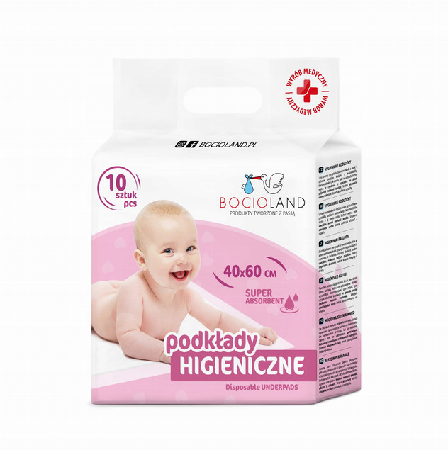 BOCIOLAND Podkłady Higieniczne Jednorazowe 40x60cm Do Przewijania 10szt x4