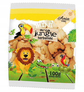 BIO Ania Herbatniki Jungle Mini ZOO Bez Cukru 100g