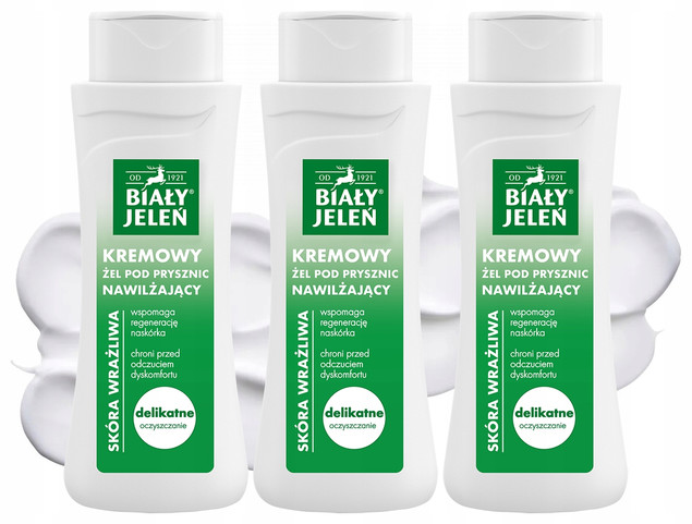 3x BIAŁY JELEŃ Kremowy Żel Pod Prysznic Nawilżający 300 ml Hipoalergiczny