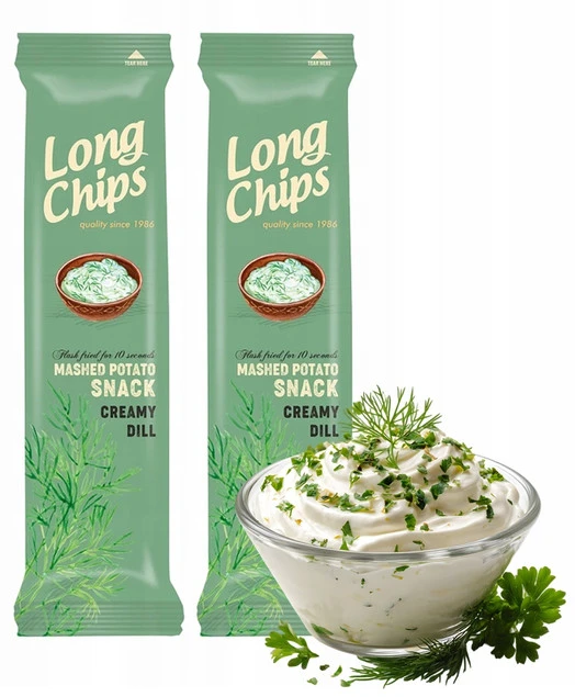 LONG CHIPS Chipsy Ziemniaczane o Smaku KWAŚNA ŚMIETANA KOPEREK 75 g x2