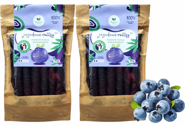 Rollsy jagodowe bez cukru zestaw 2x50g