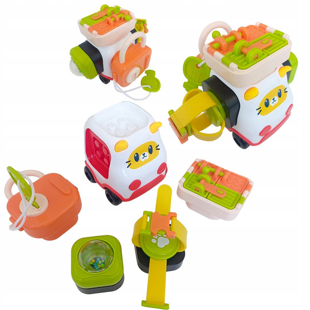 MINI KLUB Montessori Autko Sensoryczne – Zabawka Edukacyjna dla Malucha 18M+