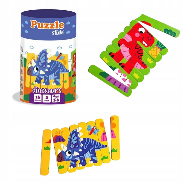 Puzzle Patyczki Roter Kafer Dinozaury 16 el. Edukacyjna Układanka dla Dzieci