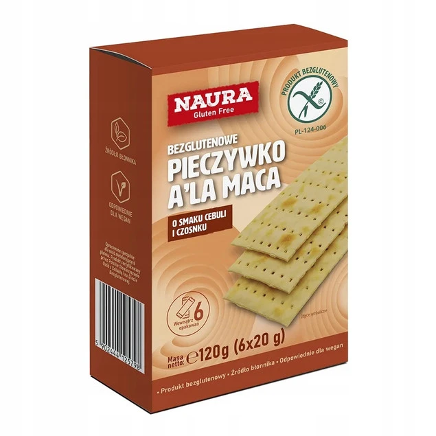 NAURA Pieczywko Chrupkie a'la Maca Cebula Czosnek Bezglutenowe 120g