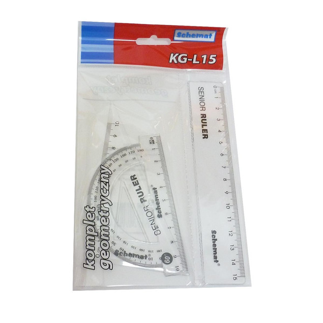 Komplet Geometryczny Duży KG-L20 3w1 (Ekierki, Kątomierz)