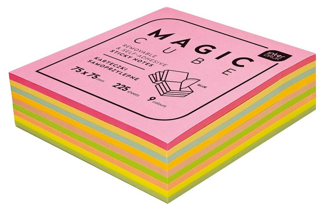 Karteczki samoprzylepne Magic Cube 75x75mm 9 kolorów 225 kartek