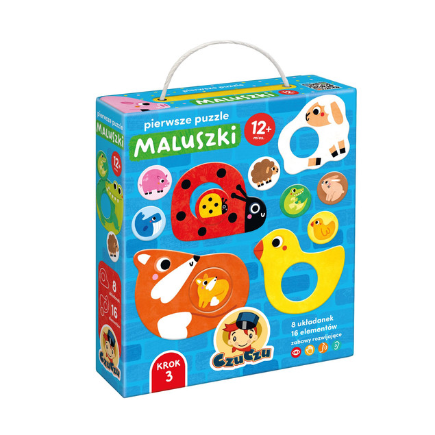 CzuCzu Pierwsze Puzzle Maluszki 1+ – 8 Układanek z Dziurką, Rozwój Motoryki
