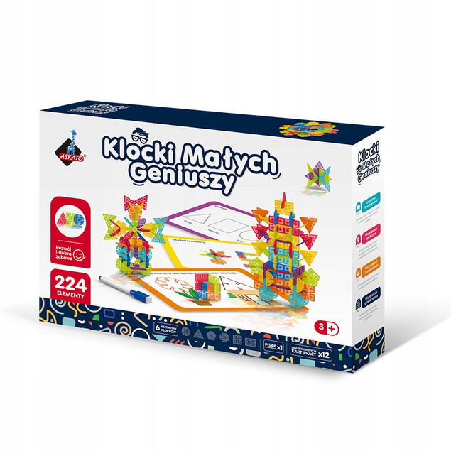 KLOCKI MAŁYCH GENIUSZY ASKATO 224 el. Konstrukcyjne Figury Geometryczne