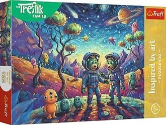 Puzzle 100 Kosmiczne fantazje Inspired By Art Rodzina Treflików - kosmiczne przygody z Treflikami