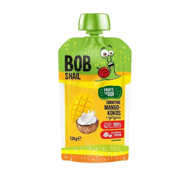 Zestaw 14 musów owocowych Bob Snail bez cukru 120g różne smaki