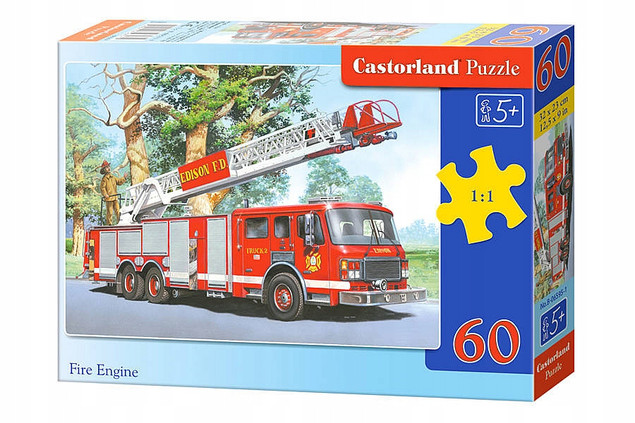 Puzzle 60 Układanka Dla Dzieci WÓZ STRAŻACKI Straż Pożarna Pojazd 5+ Castor