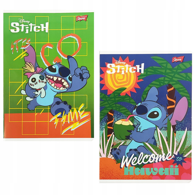 4x STITCH A5 – Zeszyt 32 kartek, kolorowa linia