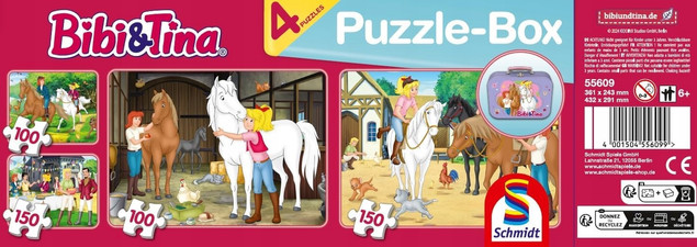 Schmidt Spiele Puzzle Bibi & Tina 4w1 (2x100, 2x150 el.) w Metalowej Skrzynce