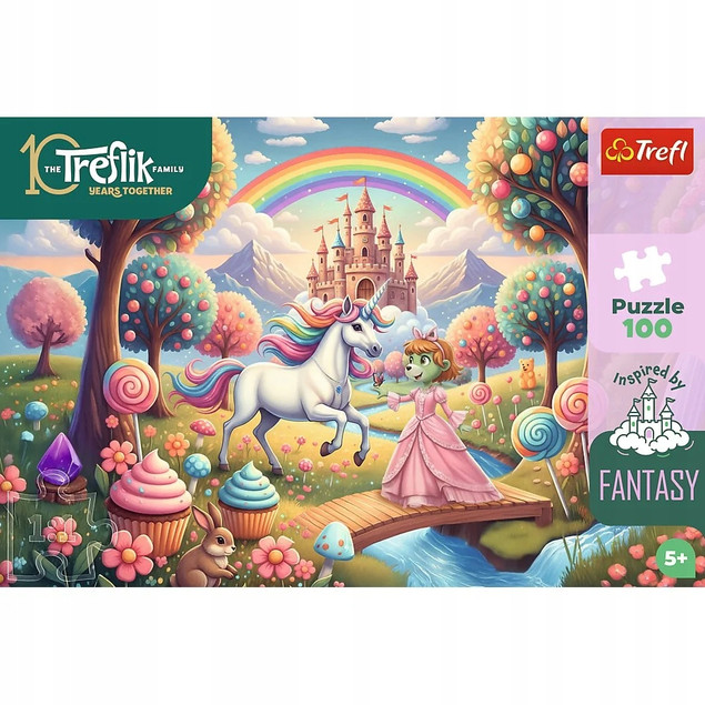 Trefl Puzzle 100 Jednorożec w Słodyczolandii Fantasy Rozwojowe