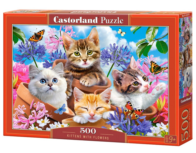 Puzzle 500 elementów Kotki w Kwiatach Castorland
