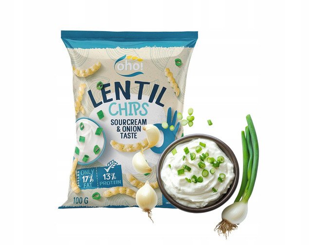 Chipsy z czerwonej soczewicy Oho! śmietanowo-cebulowe 100g
