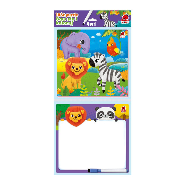 Roter Kafer Gra Edukacyjna 4w1 ZOO Puzzle Układanka dla Dzieci Rozwój