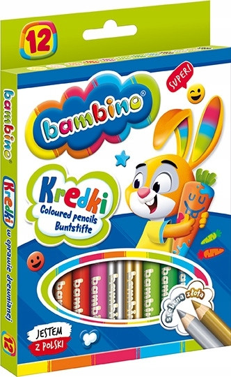 Grube kredki ołówkowe 14 kolorów Bambino
