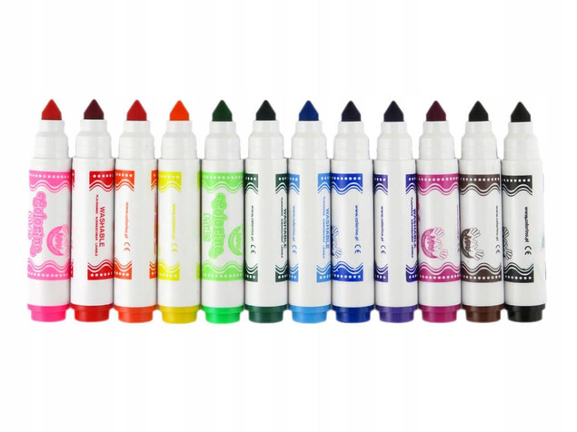 Mazaki Pisaki Flamastry Zmywalne Dla Dzieci 12 Kolorów 2+ Colorino 51415