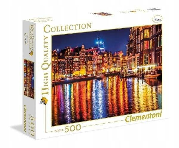 Puzzle 500 Układanka AMSTERDAM Noc Woda Budynki Obraz 12+ Clementoni