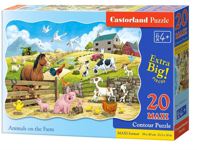Puzzle 20 Maxi Układanka Zwierzęta NA WSI Farma Zagroda Koń Krowa 4+ Castor