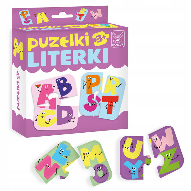 Puzzle Kangur Puzzelki Literki 12 el. Nauka Alfabetu 3+