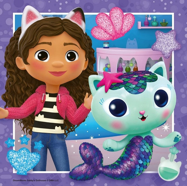 PUZZLE DLA DZIECI 3X49 KOCI DOMEK GABI