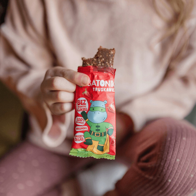 Batonik Truskawka 20 g – Helpa Batoniki, bez cukru, wegański