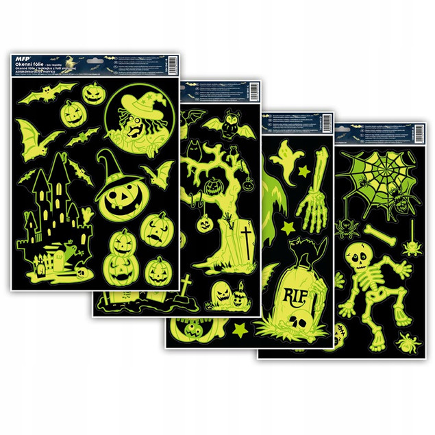NAKLEJKA OKIENNA HALLOWEEN FLUO NA SZYBĘ MIX 1szt.