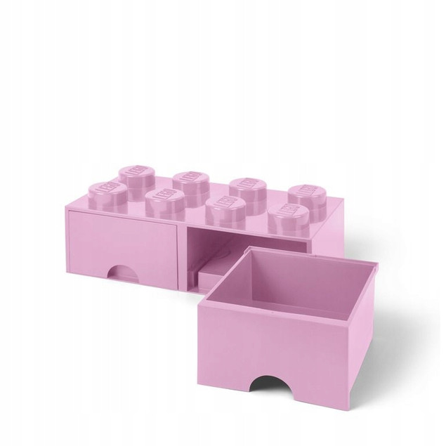 Pojemnik LEGO Klocek z Szufladami 8 Wypustek Jasnoróżowy