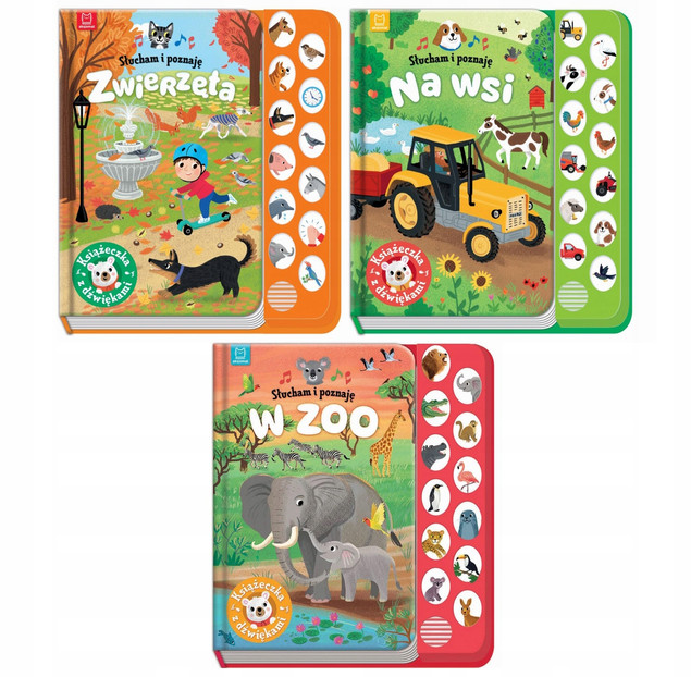 Słucham i Poznaję 3w1 Zwierzęta Na Wsi Zoo Książeczka z Dźwiękami Aksjomat