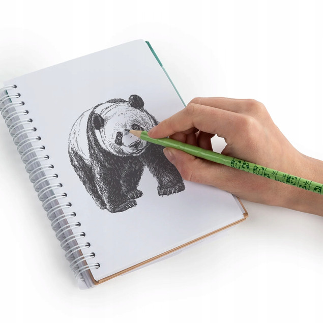 Ołówek HB bambusowy z gumką – miś panda, miś, kotki