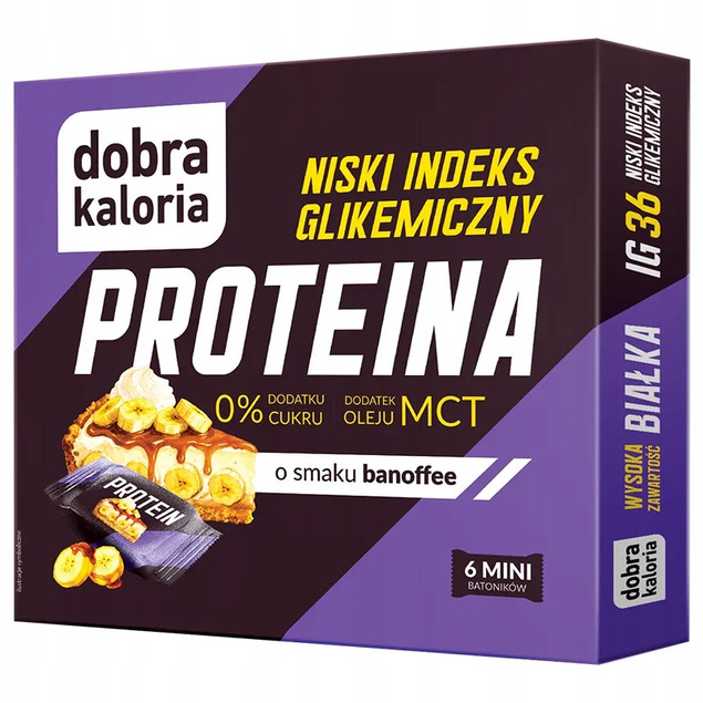 Dobra Kaloria Mini Batoniki proteinowe Banoffee 102 g Niski IG + Olej MCT
