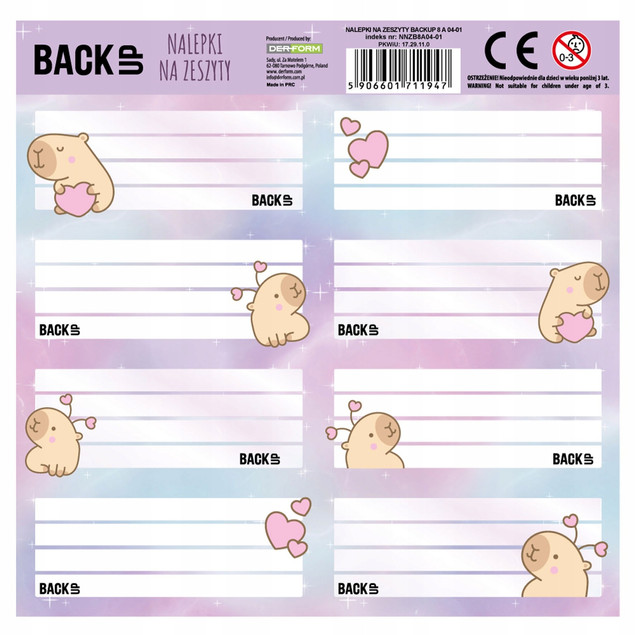 Naklejki na zeszyty BackUP 8 A 04 Derform