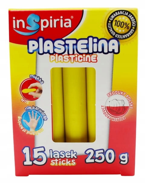 Plastelina ŻÓŁTA Komplet 15 Lasek Szkolna Plastyczna 250g Inspiria 9844
