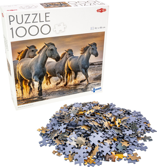 Puzzle 1000 Tactic Białe Konie na Plaży | Wysoka Jakość