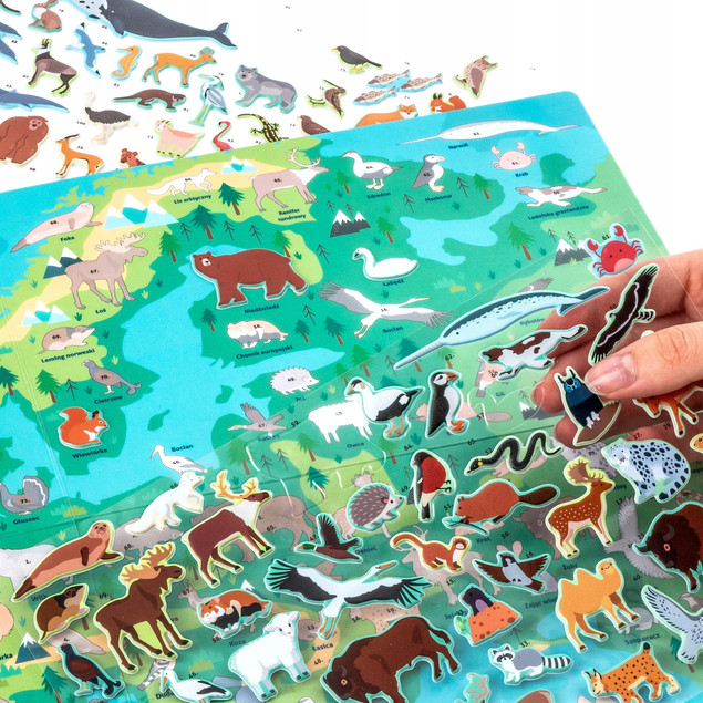 Wyklejanka Gra 2w1 Gdzie one żyją? Zwierzęta Europy mapa kreatywna Kidea