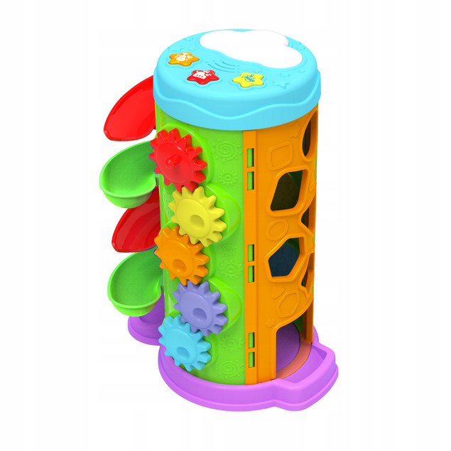 Dumel Discovery Wieża Niespodzianka 5w1 Zjeżdżalnia Sorter Kulodrom Melodie