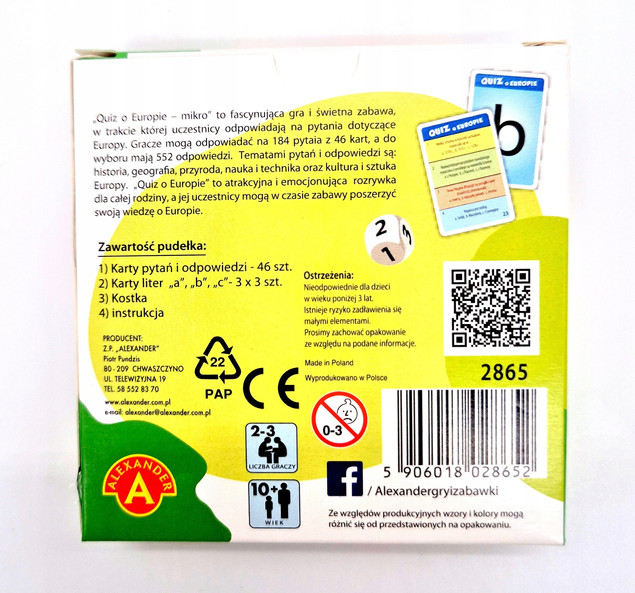 Gra planszowa Mikro Quiz o Europie Alexander